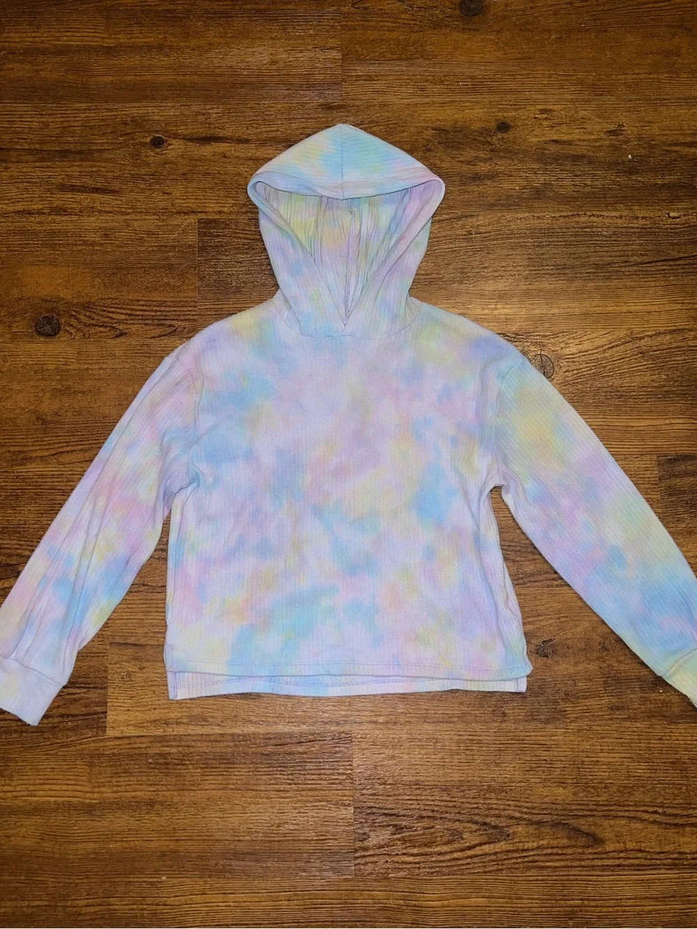 Cat & Jack Pastel Purple Colorful Ribbed Tie-Dye Hoodie Size L 10-12